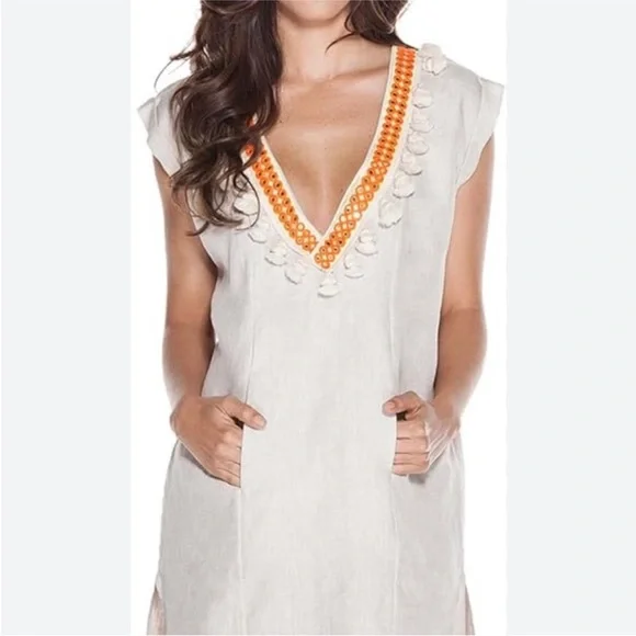 OndadeMar Women's Embroidered Tunic Boho Linen Sz S - Picture 1 of 9